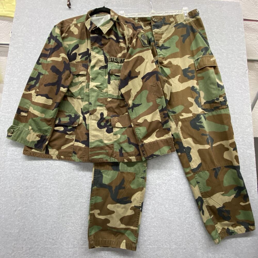US Army Woodland Camo BDU Uniform Set Regular Ripstop Jacket Pants Military L